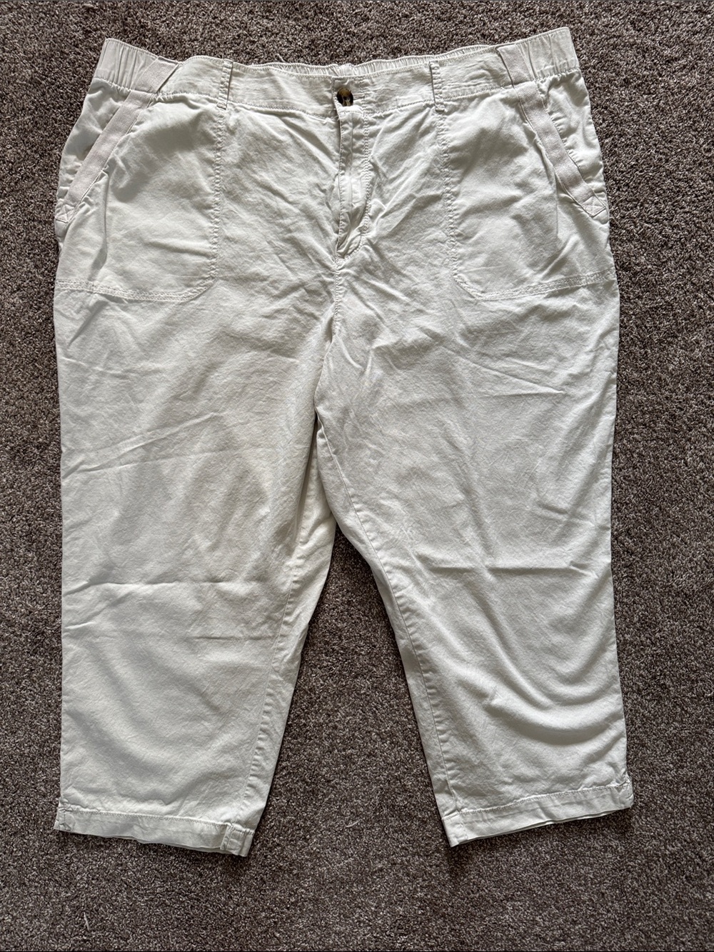 Sonoma Cream Elastic Waist Pull-On Pants